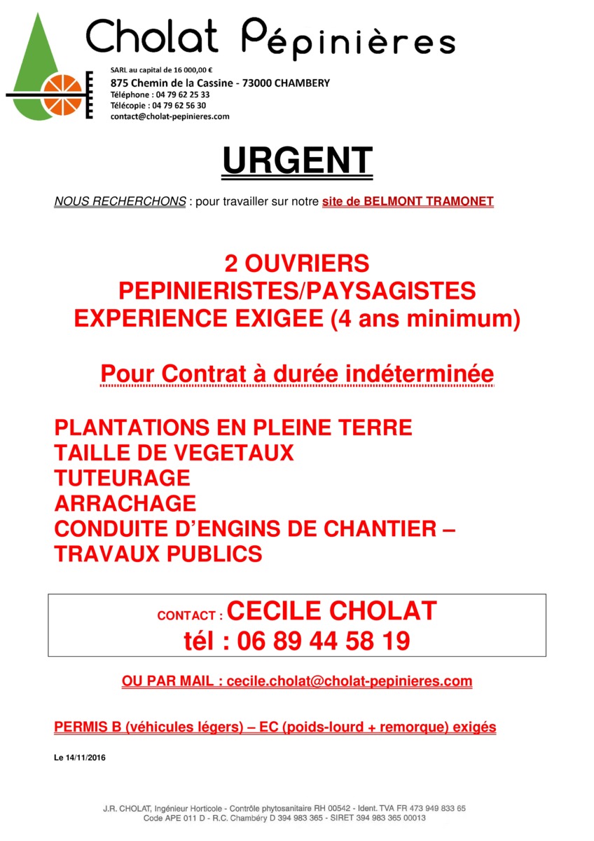 Offre d emploi ouvrier paysagiste